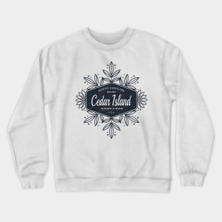 Cedar Island, NC Summertime Floral Badge Crewneck Sweatshirt